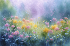 Watercolor Colorful Flowers Background Wallpaper Product Image 1