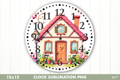 Cozy Spring, Clock Sublimation. Garden Clock Design PNG Product Image 1