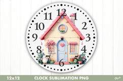Cozy Spring, Clock Sublimation. Garden Clock Design PNG Product Image 1