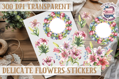 Summer sticker Delicate Scrapbook PNG Flowers Botanical Product Image 1