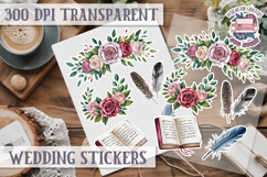 Boho sticker sheet Wedding Scrapbook PNG Love Aesthetic Product Image 1