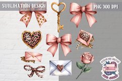 St Valentine’s Coquette Bow PNG Holidays Funny Watercolor Product Image 1