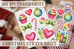 Christmas Watercolor Sticker Sheet Winter Cute Holiday PNG Product Image 1