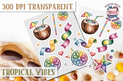 Tropical Vibes sticker sheet Flowers Hawaii PNG Floral Product Image 1