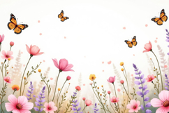 Flower Field With Butterfly Background Product Image 1