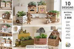 3D Funny Planters Bundle Laser Cut. Plant Holder SVG Product Image 1