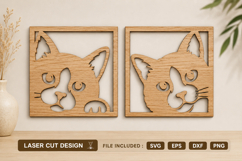Peeking Cat Laser Cut SVG Product Image 1