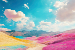 Painting Colorful Flower Mountain Background Product Image 1