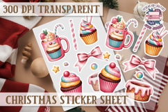 Christmas Watercolor Sticker Sheet Winter Cute Holiday PNG Product Image 1