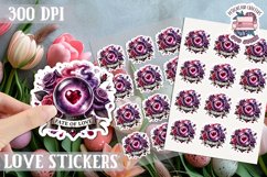 Love sticker Sheet Valentine Day Lovers Gothic Skull PNG Product Image 1