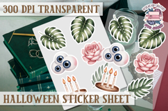 Halloween sticker sheet Creepy Scrapbook PNG Funny Skulls Product Image 1