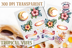 Tropical Vibes sticker sheet Flowers Hawaii PNG Floral Product Image 1