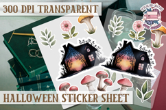 Halloween sticker sheet Creepy Scrapbook PNG Funny Skulls Product Image 1