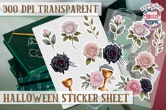 Halloween sticker sheet Creepy Scrapbook PNG Funny Skulls Product Image 1