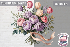 Spring Flowers Sublimation design Wreath Bouquet Watercolor Product Image 1