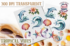 Tropical Vibes sticker sheet Flowers Hawaii PNG Floral Product Image 1