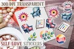 Self Love sticker sheet Scrapbook PNG Nature Watercolor Yoga Product Image 1