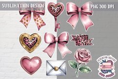 St Valentine’s Coquette Bow PNG Holidays Funny Watercolor Product Image 1
