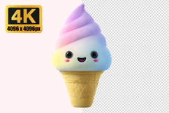 Rainbow Ice Cream Cone Transparent PNG Product Image 1