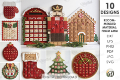 Advent Calendar Bases Bundle Laser Cut. Christmas SVG Product Image 1