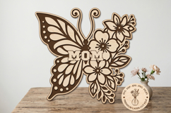 Mom Butterfly SVG, Floral Butterfly Laser Cut File Product Image 1