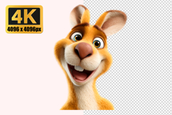 Friendly Kangaroo with Large Expressive Eyes Transparent PNG Product Image 1