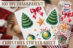 Christmas Watercolor Sticker Sheet Winter Cute Holiday PNG Product Image 1