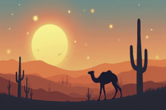 Peaceful Desert Landscape at Sunset Background Wallpaper Product Image 1
