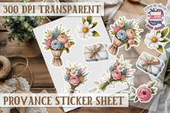 Cozy sticker sheet Flowers Scrapbook PNG Provence Product Image 1