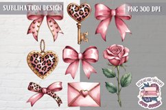 St Valentine’s Coquette Bow PNG Holidays Funny Watercolor Product Image 1