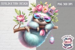 Cute Easter Animal Sublimation Design PNG Spring Eggs Bunny Product Image 1