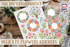 Summer sticker Delicate Scrapbook PNG Flowers Botanical Product Image 1