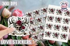 Love sticker Sheet Valentine Day Lovers Gothic Skull PNG Product Image 1
