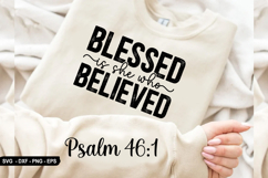 Blessed Is She Who - Christian Sleeve T-Shirt Design Product Image 3