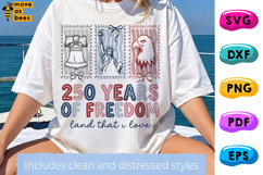 250 Years Of Freedom SVG, PNG, Preppy Independence Day Shirt Product Image 1