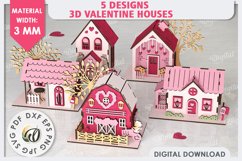 3D Valentine&#039;s Houses Laser Cut Bundle. 3D Houses SVG Product Image 1