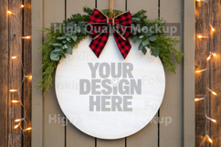 Christmas Round Wood Sign Mockup - Door Wood Sign Product Image 1