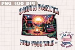 USA STATE America Summer Camping PNG Watercolor Design Sign Product Image 1