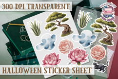 Halloween sticker sheet Creepy Scrapbook PNG Funny Skulls Product Image 1