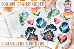 Travel sticker sheet Outdoor Scrapbook PNG Wanderlust Camp Product Image 1