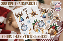 Christmas Watercolor Sticker Sheet Winter Cute Holiday PNG Product Image 1