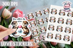 Love sticker Sheet Valentine Day Cute Animals Quote PNG Product Image 1