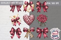 St Valentine’s Coquette Bow PNG Holidays Funny Watercolor Product Image 1