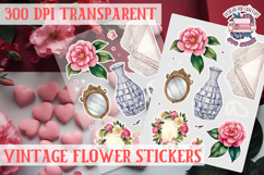 Vintage flowers sticker sheet Spring Botanical PNG Product Image 1