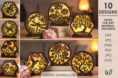 Decorative Lamps Bundle Laser Cut. Light Box SVG Product Image 1