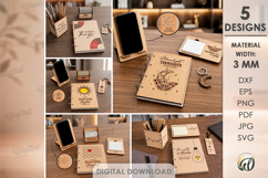 Stationary Supplies Bundle Laser Cut. Desk Organizer SVG Product Image 1