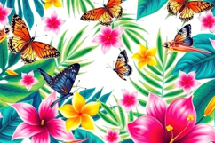 Colorful Flower Leaves Butterfly Background Product Image 1