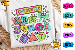 Currently Crashing Out PNG, Sassy, Sarcastic, Girl Shirt DTF Product Image 1