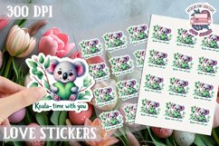 Love sticker Sheet Valentine Day Cute Animals Quote PNG Product Image 1