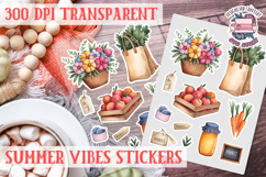 Summer Vibes sticker sheet Summer Scrapbook PNG Product Image 1